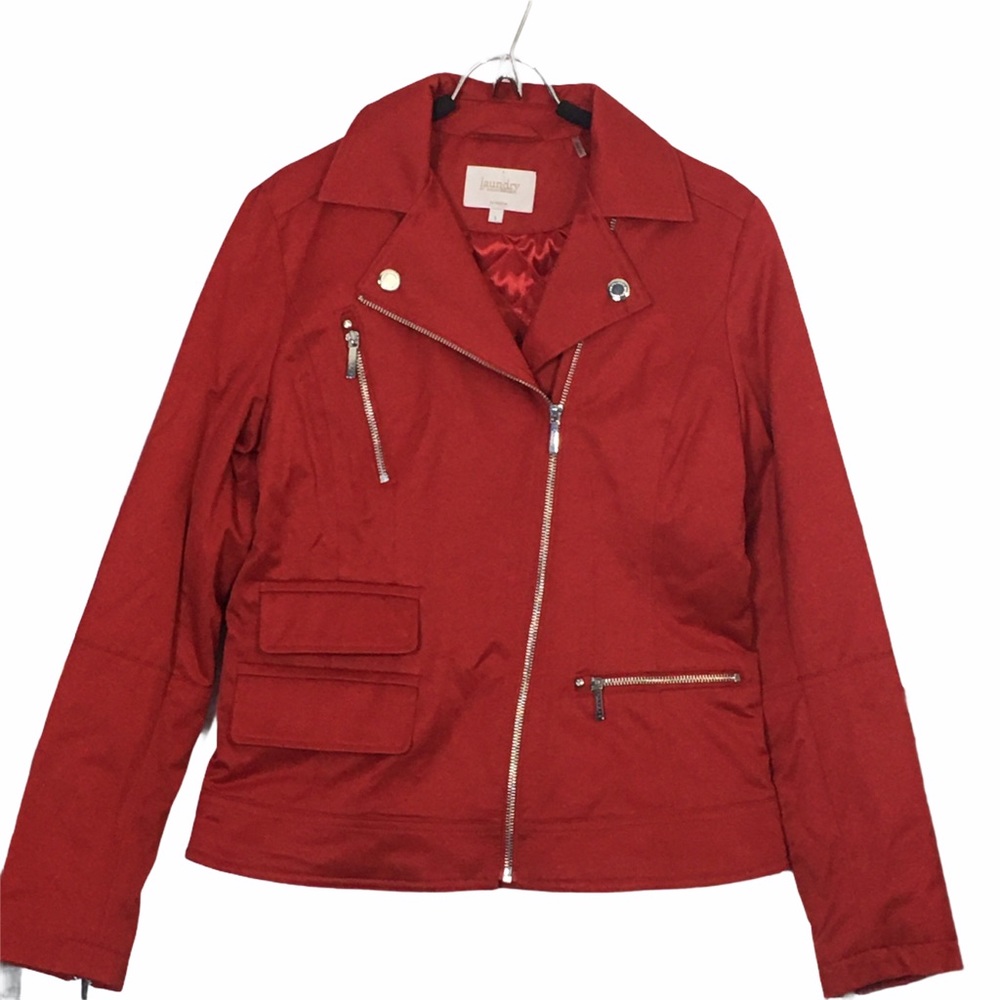 LAUNDRY by Shelli Segal Red Moto Jacket NWOT Sz S